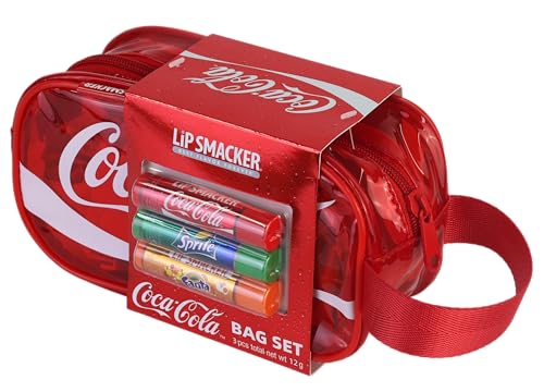 Lip Smacker Coca-Cola Handy Bag Set, 3 Lippenbalsame für Kinder mit Originalem Coca-Cola-Geschmack, Transparent und Feuchtigkeitsspendend
