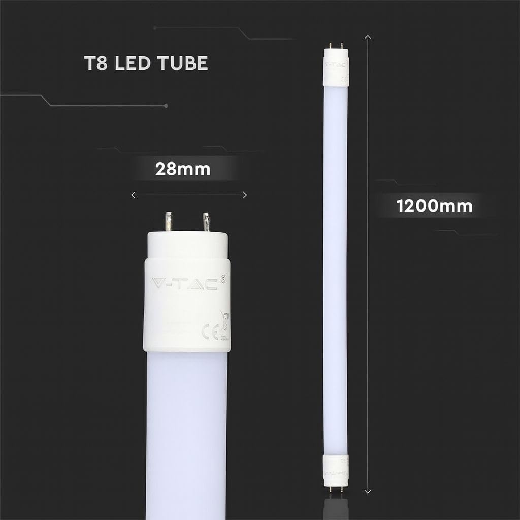 Zestaw – świetlówki LED 120 cm, zimna biel (6500 K), 1850 lumenów, T8, G13-16,5 W (zastępuje 36 W), w zestawie starter, LED-TUBE świetlówki neonowe, 10 sztuk