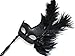 MasqStudio Black Masquerade Ball Mask Pair Ostrich Feather Cosplay Costume New Year Party (Stick mask Only)
