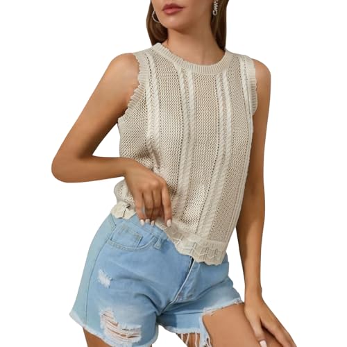 Crochet Vests for Women Summer Beach Vacation Clothes Lightweight Knit Sleeveless Sweater Vest Cover Up Tank4
