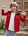 EDFTM Big Boys Western Cowboy Shirt Embroidered Long Sleeve Casual Cotton Button Down Hippie Shirts with Pockets Red 13-14 Years
