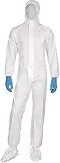 Delta Plus DT115 Disposable Overalls with Hood, 5/6 Type, White, X-Large