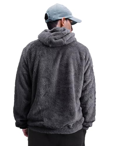 VahRuta Mens Fuzzy Zip Hoodie Sweatshirt Sherpa Plush Zipper Jacket with Hood for Men3