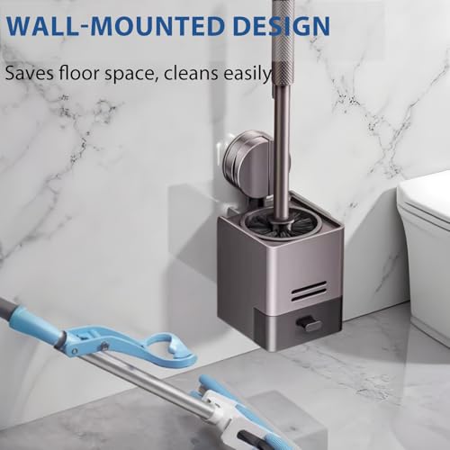 Image of 2Pack Toilet Brush and Holder Set,Suction Cups Wall Mounted Toilet Bowl Brush with Hideaway Caddy for Smooth Tiles /Glass,Toilet Cleaner Brush with Drip Tray for Bathroom Toilet RV Yacht Cleaning