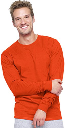 Hanes Adult Beefy-T Long-Sleeve T-Shirt, Orange, XL