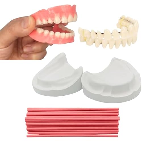 Denture Fake Teeth - Do it Yourself Full or Part Top and Bottom Fake Teeth at Home, Repair Missing Teeth, Improve Smile(Gypsum Model， Gum Material and Fake Teeth)