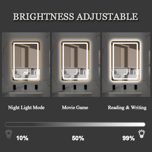 Espejo de baño LED de alta gama con marco de metal decorativo y doble luz de pared 7
