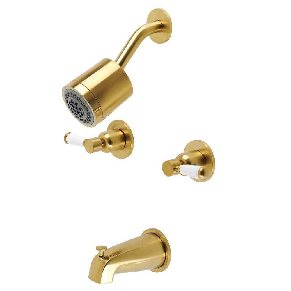 Mitigeur bain-douche Paris Kingston Brass KBX8147DPL en laiton brossé pour salle de bain rétro