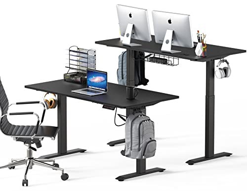 Shw 55-Inch Large Electric Height Adjustable Standing Desk, 55 X 28 Inches, Black #TOP2