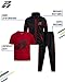 Pro Athlete Boys Tracksuit Set - 3 Piece Breathable Tricot Zip Up Sweatshirt Athletic Graphic Tees & Jogger Sweatpants, Size 10, Jet Black/Red