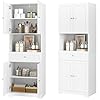HIFIT Tall Bathroom Storage Cabinets, Modern Linen Storage Cabinet with 4 Doors & Shelves & Drawer, 67