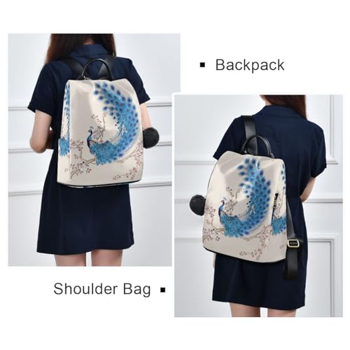 Image of ALAZA Peacock in An Ancient Style Backpack Purse for Women Anti Theft Fashion Back Pack Shoulder Bag