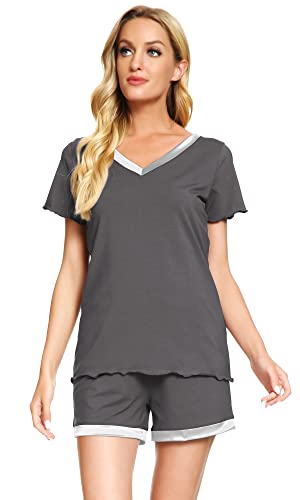 Image of WiWi Viscose from Bamboo Pajamas Set for Women Super Soft Short Sleeve Cooling Summer Plus Size Pjs Sets Sleepwear S-4X