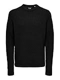 Gestrickt ONLY&SONS Herren ONSLOCCER 3 STRUC Crew Neck Knit Pullover, Black, XS