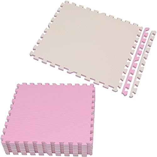 アイリスオーヤマ ジョイントマット 極厚1.8cm 62×62cm 16枚組 ノンホルムアルデヒド 洗える ピンク / ベージュ JTMR-68