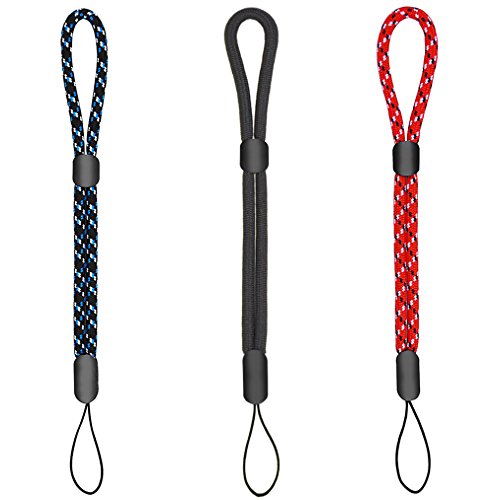 Wrist Lanyard Hand Strap, 3 Pieces Adjustable Mini Wristlet for Smartphone Camera Flashlight USB Flash Drive Key Remote Controller Black/Blue/Red