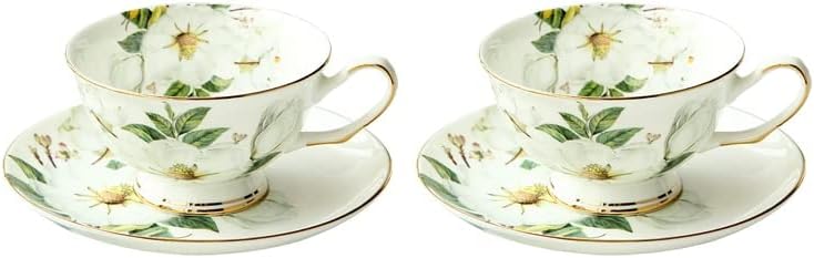 Juego de tazas de té con platillo Camellia Design Tasse A Cafe Taza de cerámica, tazas de café espresso y platillo taza de café (color 2 tazas 2