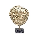 Bronze Mask Sculpture of Agamemnon with Marble Base Ancient Greek Statue by Statuescraft 10.63 inche