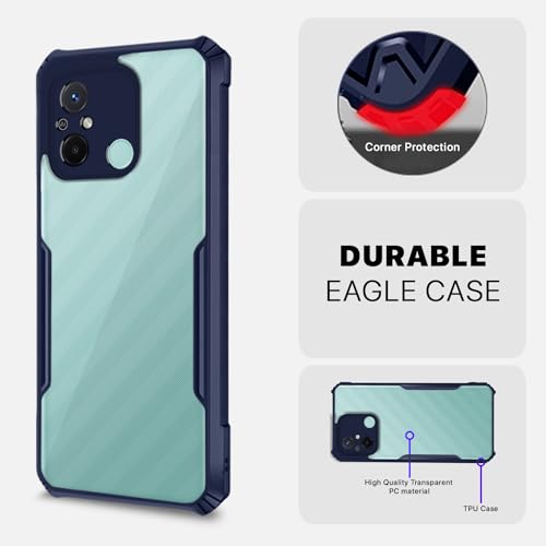 Image of Outlouders Back Cover for Redmi 12C / Poco C55 | Ultra Hybrid Transparent | Full Camera Protection | Raised Edge | Crystal Clear Bumper Case (Blue)