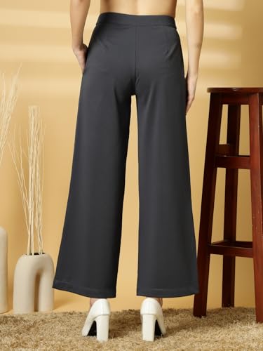 Image of OOMPH! Women's Straight Fit Mid Rise Korean Trousers|Trouser Pants for Women|Elegant Workwear for Office, College & Events|Trousers for Woman