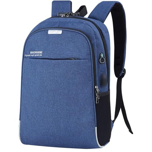 Mochila Executiva Unissex para Notebook com Entrada USB e Passa-fio para fone – Ideal para Faculdade, Trabalho e Viagens – Antifurto, Resistente e Confortável (Azul)