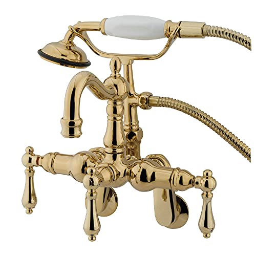 Best Deal Product Kingston Brass CC1301T2 Vintage Clawfoot Tub Faucet, 3-3/8-Inch to 9-Inch Adjustable Spread, Polished Brass