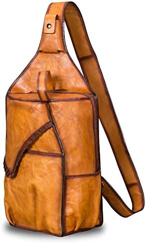 Genuine Leather Sling Bag for Men Vintage Handmade Crossbody Casual Daypack Shoulder Satchel