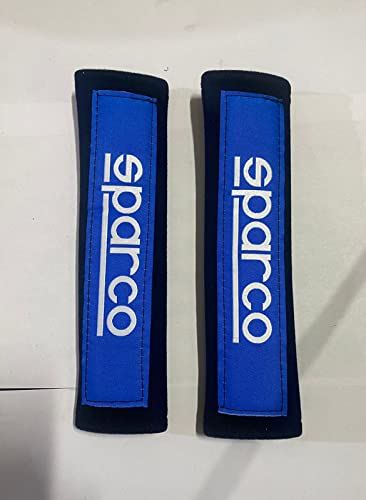 Image of 2pc /Set Black Pe Blue Sparco Shoulder Pad JDM Drifting Sports Sparco Car Seat Belt Shoulder Pads Universal for All Car