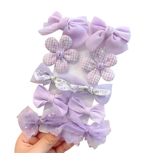 Image of SYGA 10-Piece Baby Hair Clip Set for Girls Adorable Bow and Flower Designs Hair Pin Soft, Lightweight, and Stylish - Light Purple