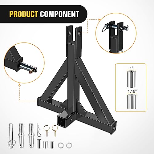 Image of Nilight 3 Point 2 inch Trailer Hitch Receiver Category 1 Heavy Duty Tractor Drawbar Quick Hitch Adapter Compatible with Kubota Bx John Deere Nortrac Kioti Yanmar Cat