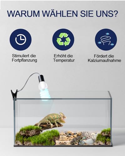 DoRight 10.0 26W Reptile Kompakte UVA UVB Lamp,E27 Tiere Leuchtstofflampe,AC 220-240V UVB-Lampe für Eidechse Chamäleon Leopard Gecko Vivarium Schildkröte Tank 1 Stück
