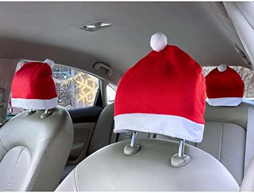 YIXIN 4-Piece Santa Claus hat car seat headrest Cover Cute car De...