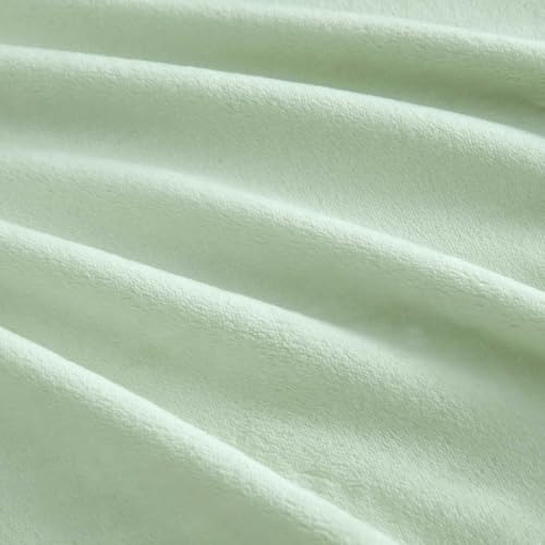Image of Martha Stewart - Twin Size Blanket, Ultra-Soft Plush Fleece Throw Blanket with Double-Needle Stitching, 350 GSM, Medium Weight Bedding for Bed or Couch (Bedford Solid Green)