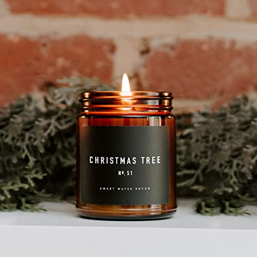 Sweet Water Decor Christmas Tree Soy Candle | Pine Needles, Cedarwood, Cypress, And Evergreen Holiday Scented Candles For Home | 9Oz Amber Jar Candle, 40+ Hour Burn Time, Made In The Usa #TOP2