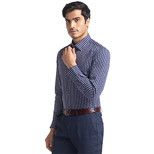 Image of Colorplus Men's Pure Cotton Stripe Pattern Classic Fit Polo Neck Half Sleeve Casual T-Shirt