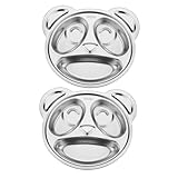 Abaodam 2 Stück Edelstahlteller mit Unterteilung 304 Edelstahl Snackteller Mikrowellen und...