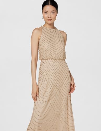 Image of Adrianna Papell Womens Halter Blouson Beaded Gown