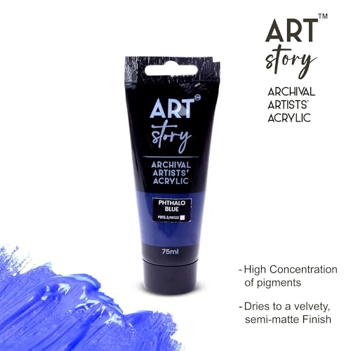 Image of Itsy Bitsy Art Story Artists Acrylic Colour Phthalo Blue 75ml Tube | Rich Pigment, Smooth Finish, Quick Drying Paint for Canvas, Paper, Craft & DIY Projects