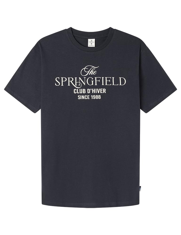 Springfield Men's Dark Blue Camiseta Con Gráfico Knit, S
