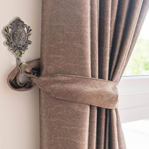 Image of HASTHIP 2Pcs Vintage Zinc Alloy Wall Hooks, Decorative Carved Design, Multipurpose Hooks, Used to Hang Clothes, Bags, Coats, Curtain Hold Backs and Keys (Antique Cyan)