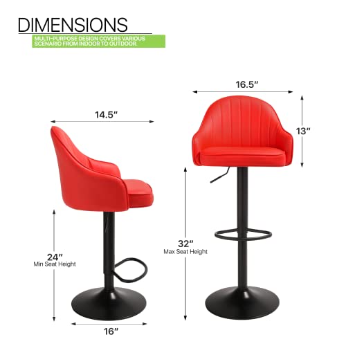 Magshion Adjustable Bar Stool Set Of 2 With Back, Blue Swivel Barstools For Bar, Kitchen, Dining, Living Room #TOP2