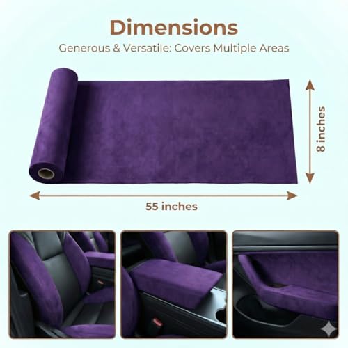 Image of Suede Fabric Wrap - Self Adhesive Film Sticker 8 x 55 Inches Silky Decal Sheet for Car Interior Furniture Upholstery DIY Elastic Stretch Peel and Stick Eggplant