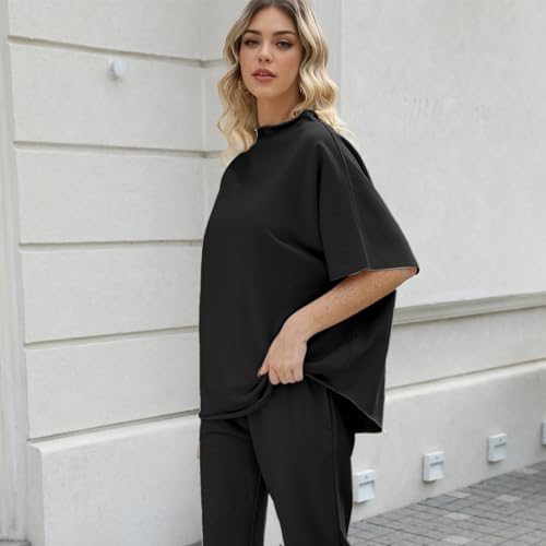 Womens Tops Batwing Sleeve Mock Neck T Shirts Oversized Tees Maternity Workout Casual Blouses Trendy Y2K Outfits3
