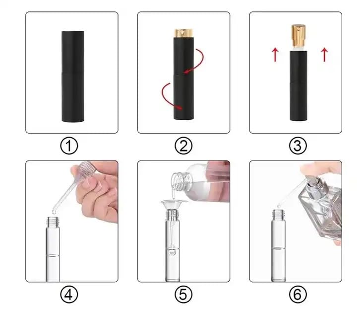 Image of EZ Living 2pcs 8ml White Refillable Perfume Bottle Spray with Extractor and Funnel - Travel Size, Portable Atomizer