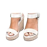 VICKI·VICKI Women's Platform Sandals Wedge Ankle Strap Open Toe Sandals White Lvory Size Size 7