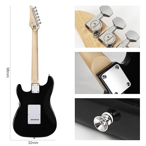 Image of Electric Guitar Beginner Kits, 6 Strings 39 Inch Solid Body Guitarra Electricar Set for Adults With Gig Bag, Strap, Tremolo Arm, Cable & Picks MS100 (Lightning Blue)