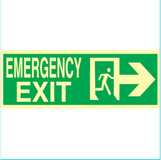 Emergency exit Right Way Arrow Radium Night Glow Sign Sticker Amazon