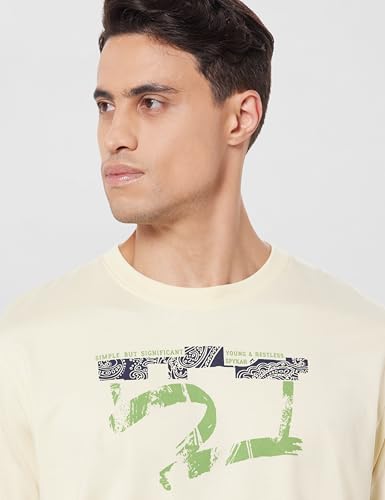 Image of Spykar Men's Oversized Round Neck Half Sleeve Solid Casual T-Shirt