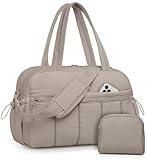 Picture of Travel Duffle Gym Bag for Women: Carry on Weekender Bags with Toiletry Bag Duffel Tote Bag with Wet Pocket Water Resistant Overnight Bag for Womens Hospital Work Sports Yoga Bags Camel