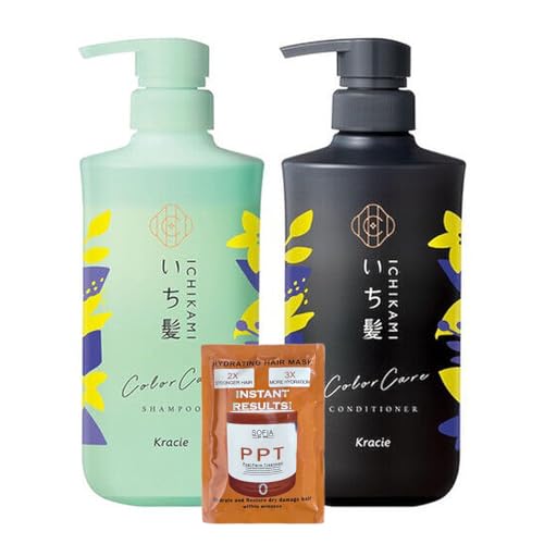 First Hair Ichikami Color Care Shampoo & Conditioner Set for Color-Treated Hair Sulfate Free Repairs Dry & Damaged Hair (Regular)